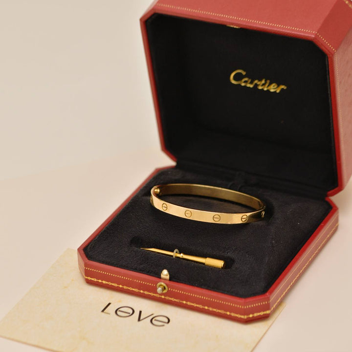 Authentic Preowned Cartier Love Classic Model Bracelet Size 19 in 18K Yellow Gold