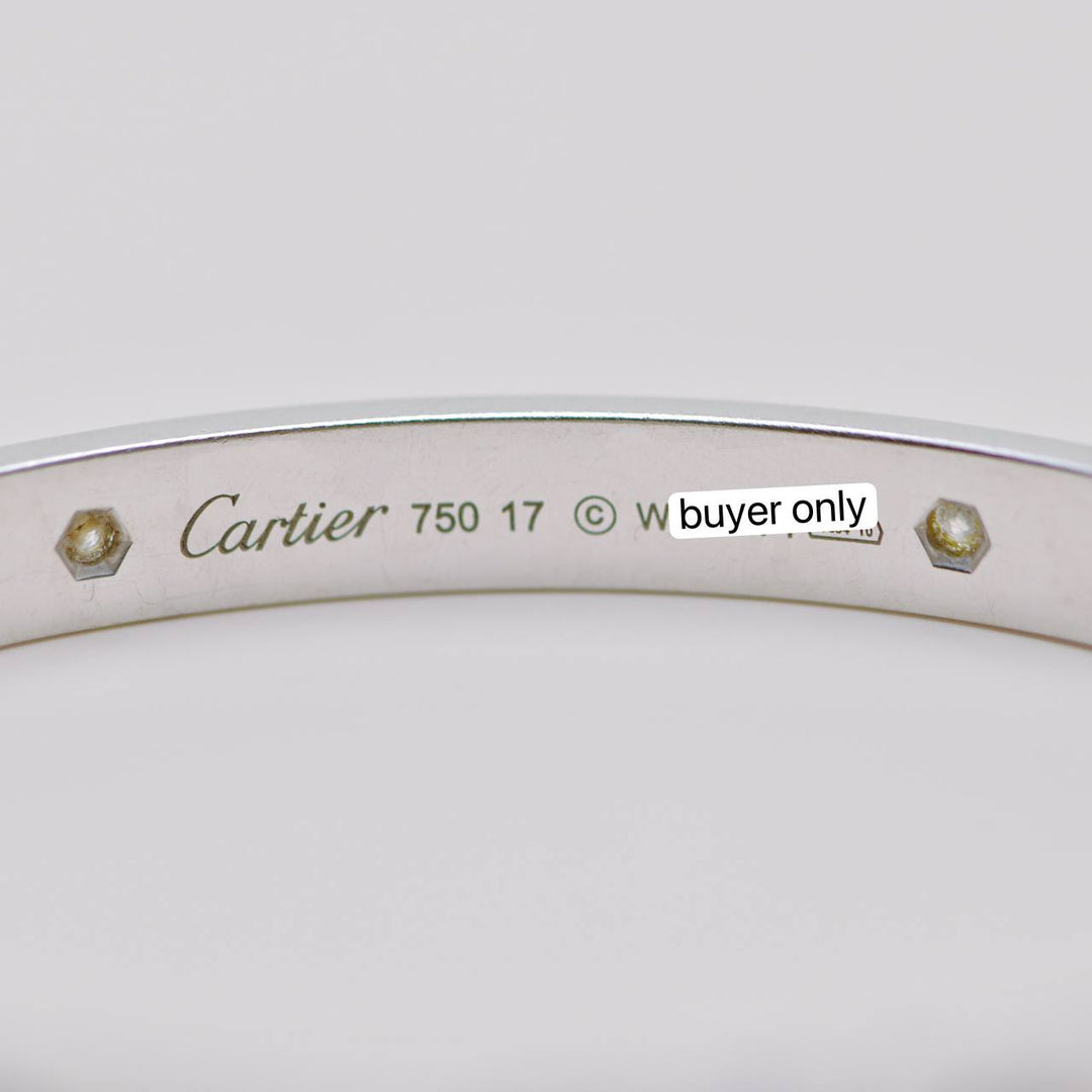 Authentic Cartier Love 4 Diamond Classic Model Bracelet Size 17 in 18K White Gold