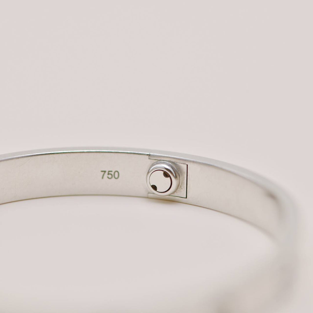 Authentic Second Hand Cartier Love 4 Diamond Classic Model Bracelet Size 17 in 18K White Gold