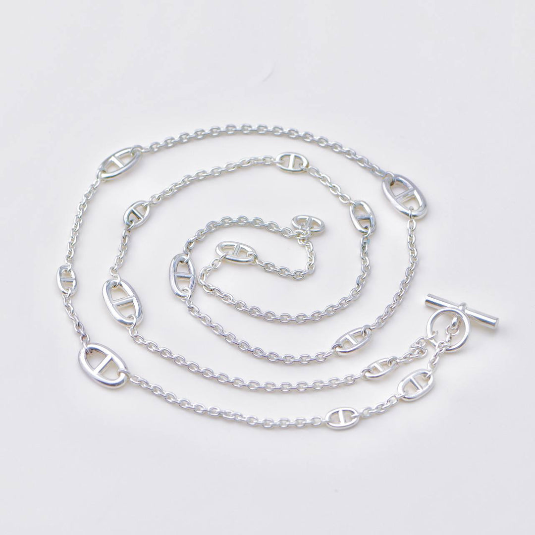Authentic Preowned Hermès Farandole Long Necklace in Sterling Silver