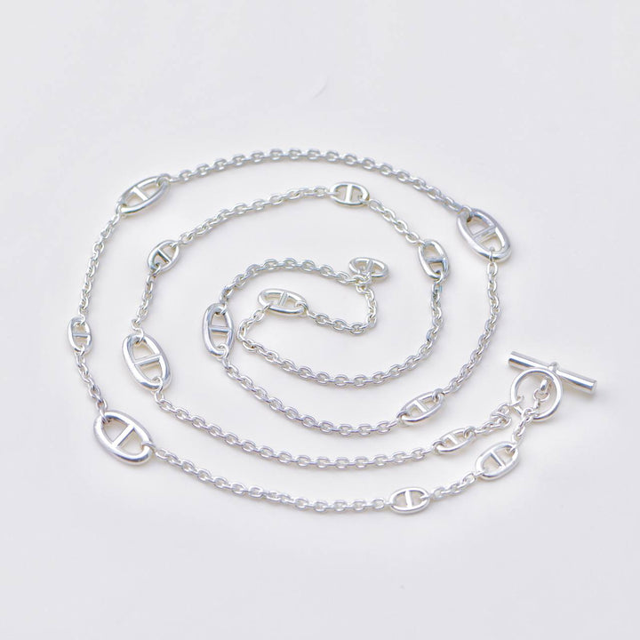 Authentic Preowned Hermès Farandole Long Necklace in Sterling Silver