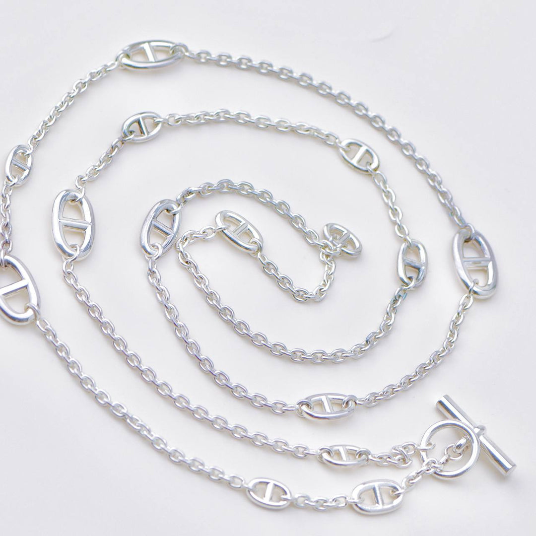 Authentic Hermès Farandole Long Necklace in Sterling Silver
