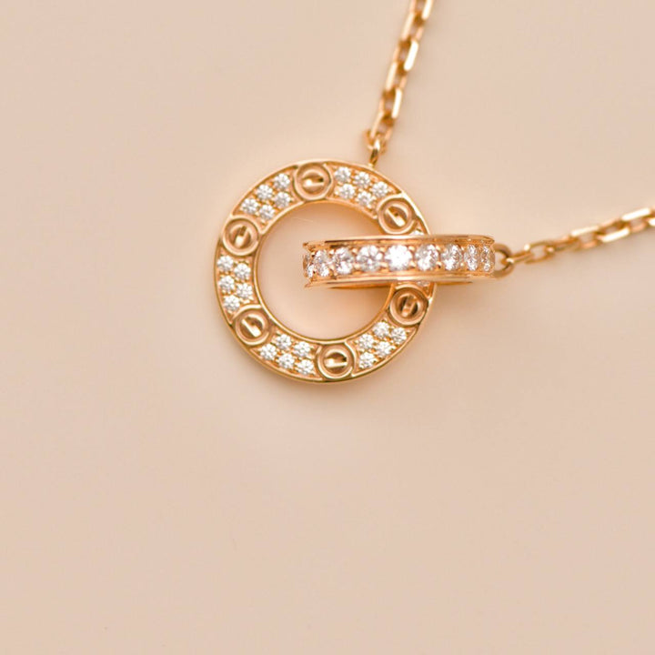 Preloved Authentic Cartier Love Necklace Pavé Diamond 18K Rose Gold