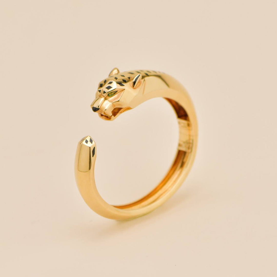 Authentic Preloved Cartier Panthère 18k Yellow Gold Tsavorite And Onyx Bracelet Size 17