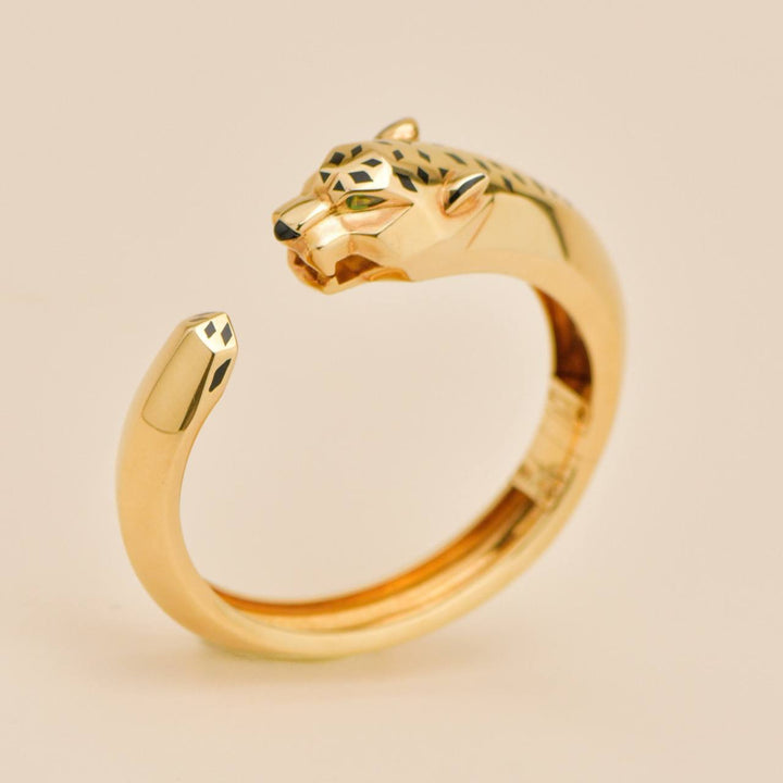 Authentic Preowned Cartier Panthère 18k Yellow Gold Tsavorite And Onyx Bracelet Size 17