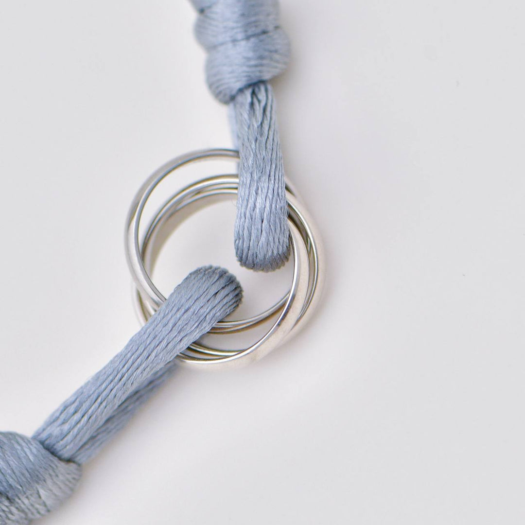 Authentic Second Hand Full set Cartier Trinity Grey Cord Bracelet 18K White Gold