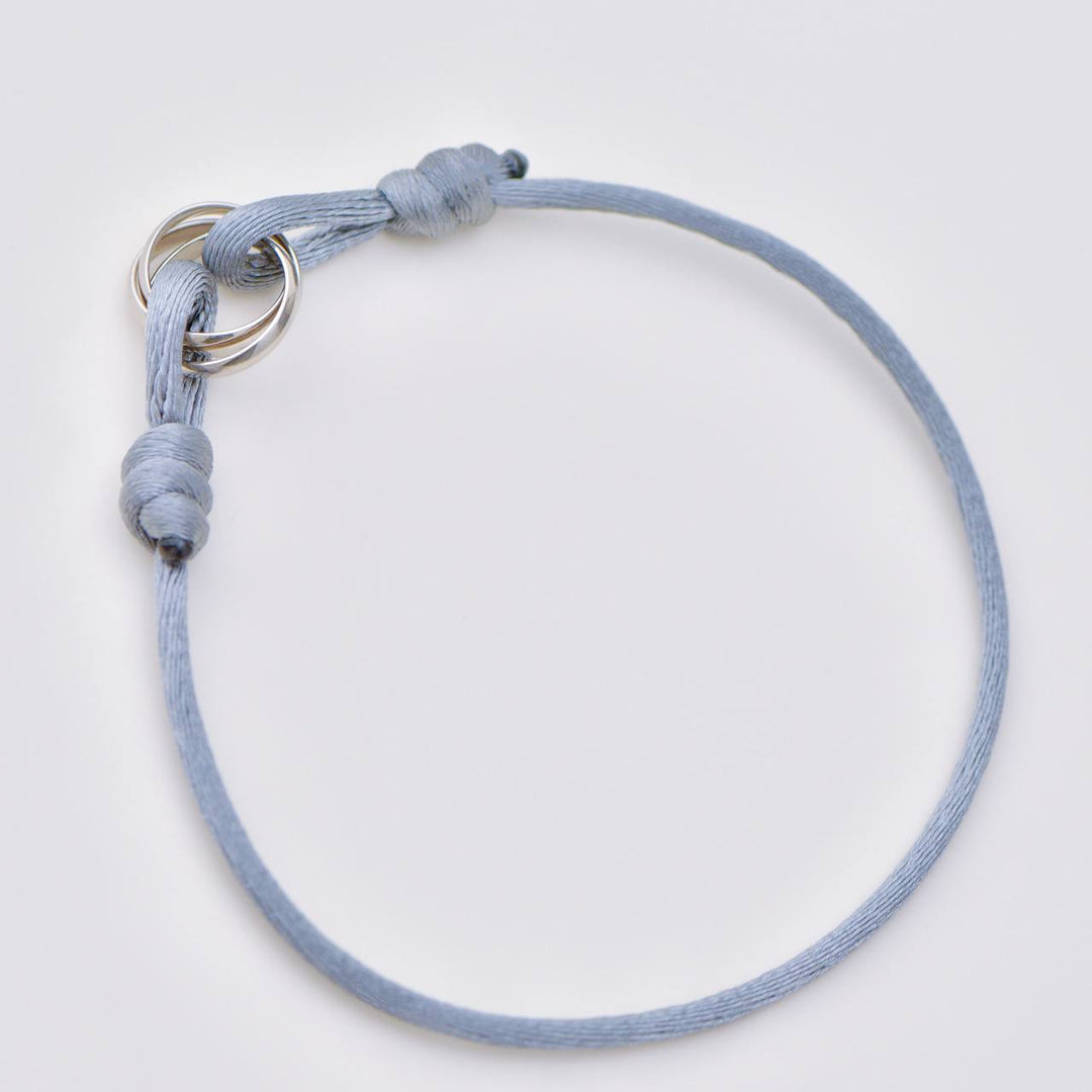 Authentic Cartier Trinity Grey Cord Bracelet 18K White Gold