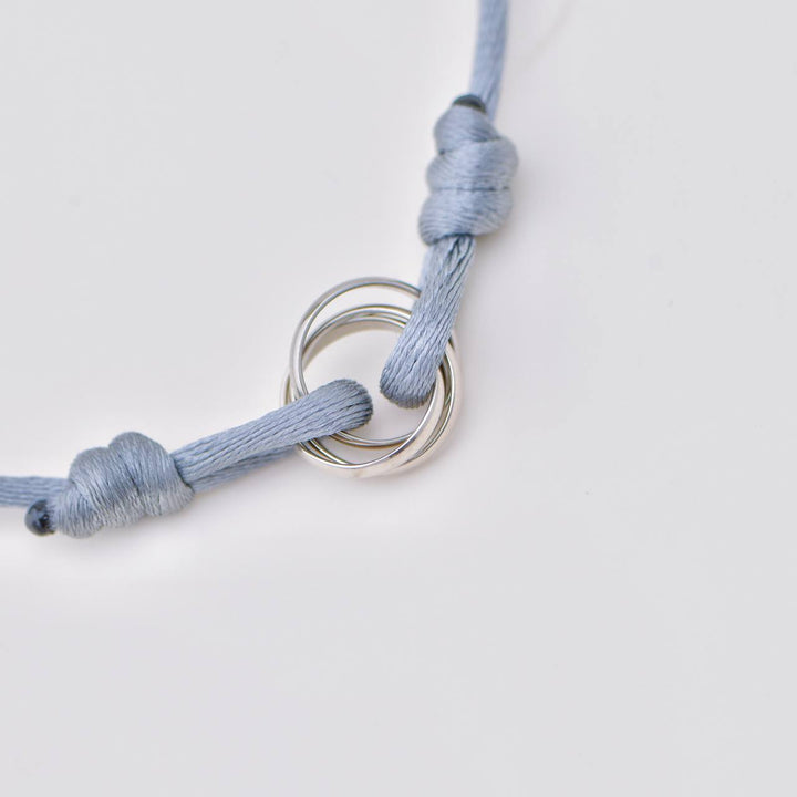 Authentic Used Full set Cartier Trinity Grey Cord Bracelet 18K White Gold