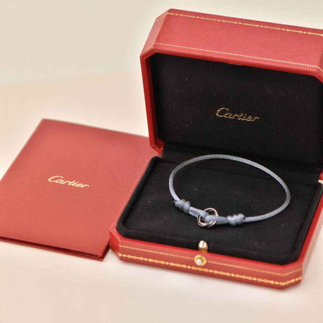 Authentic Preowned Cartier Trinity Grey Cord Bracelet 18K White Gold