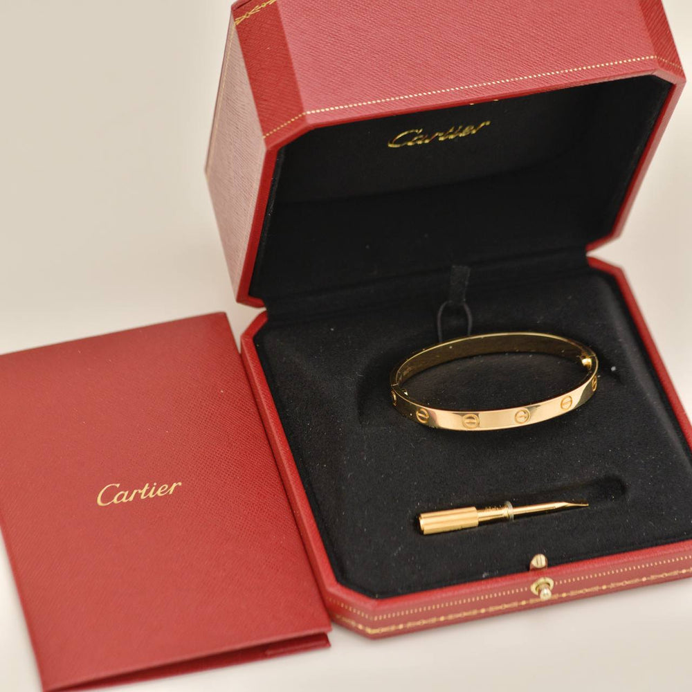 Authentic Preloved Full set Cartier Love Bracelet 18K Yellow Gold Size 17