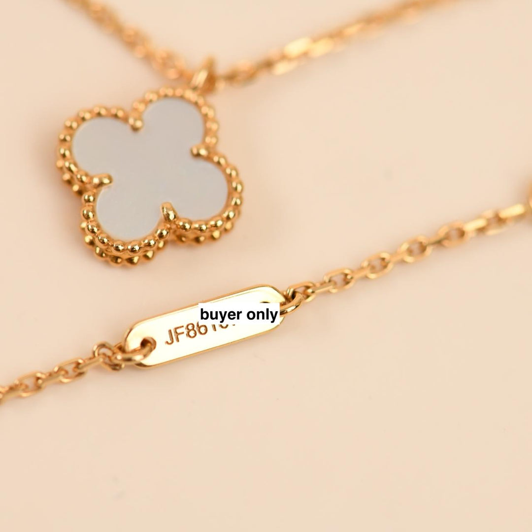 Preloved Authentic Van Cleef & Arpels Sweet Alhambra Necklace Mother of Pearl 18K Yellow Gold