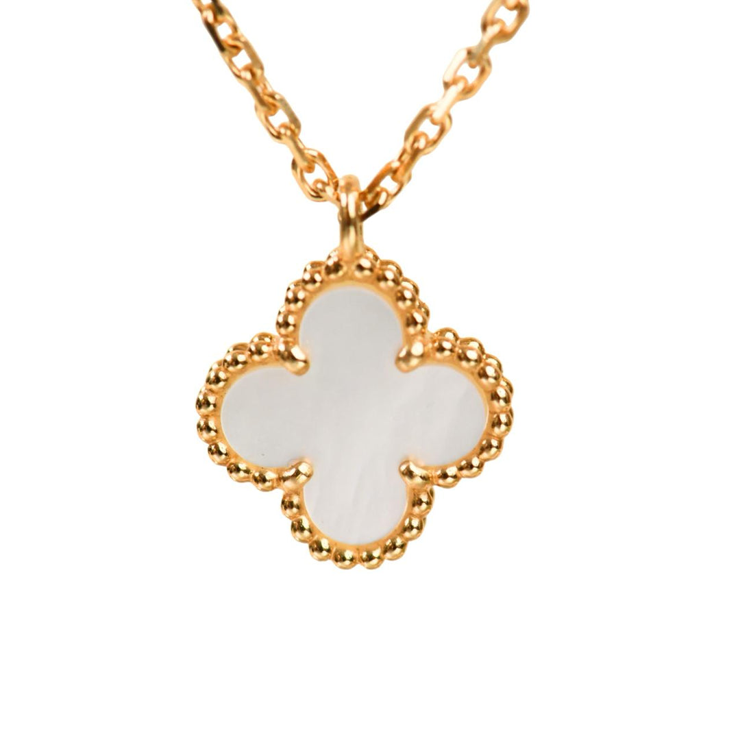 Second Hand Authentic Full set Van Cleef Arpels Sweet Alhambra Necklace Mother of Pearl 18K Yellow Gold