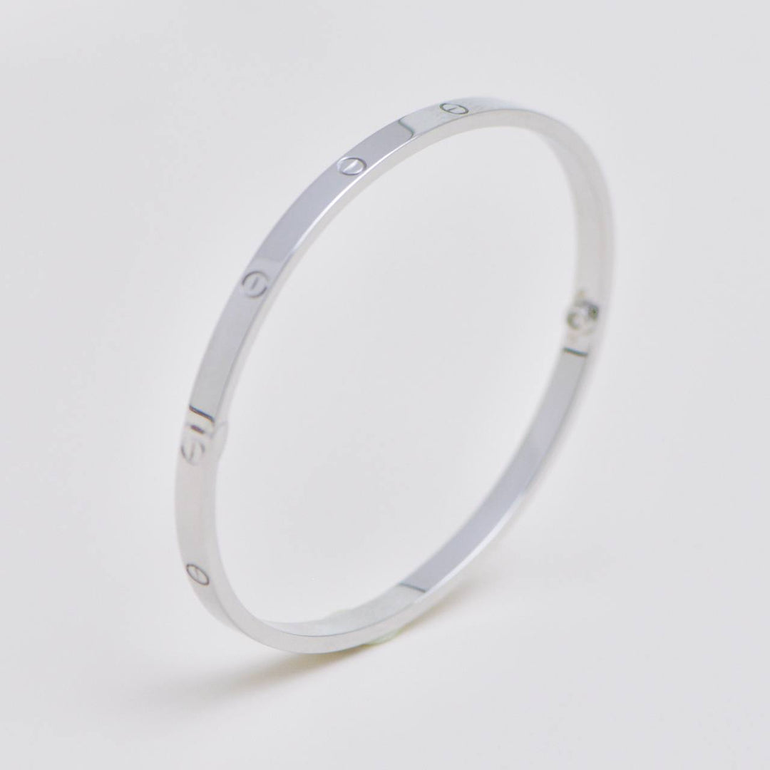 Used Authentic Full Set Cartier Love Bracelet Small Model 18K White Gold Size 19