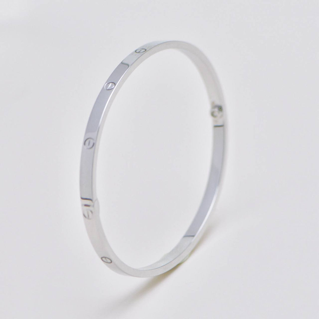 Second Hand Authentic Full Set Cartier Love Bracelet Small Model 18K White Gold Size 19