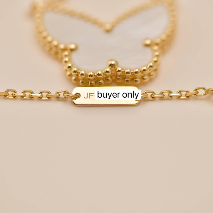 Second Hand Authentic Van Cleef Lucky Alhambra Butterfly Necklace Mother of Pearl 18K Yellow Gold