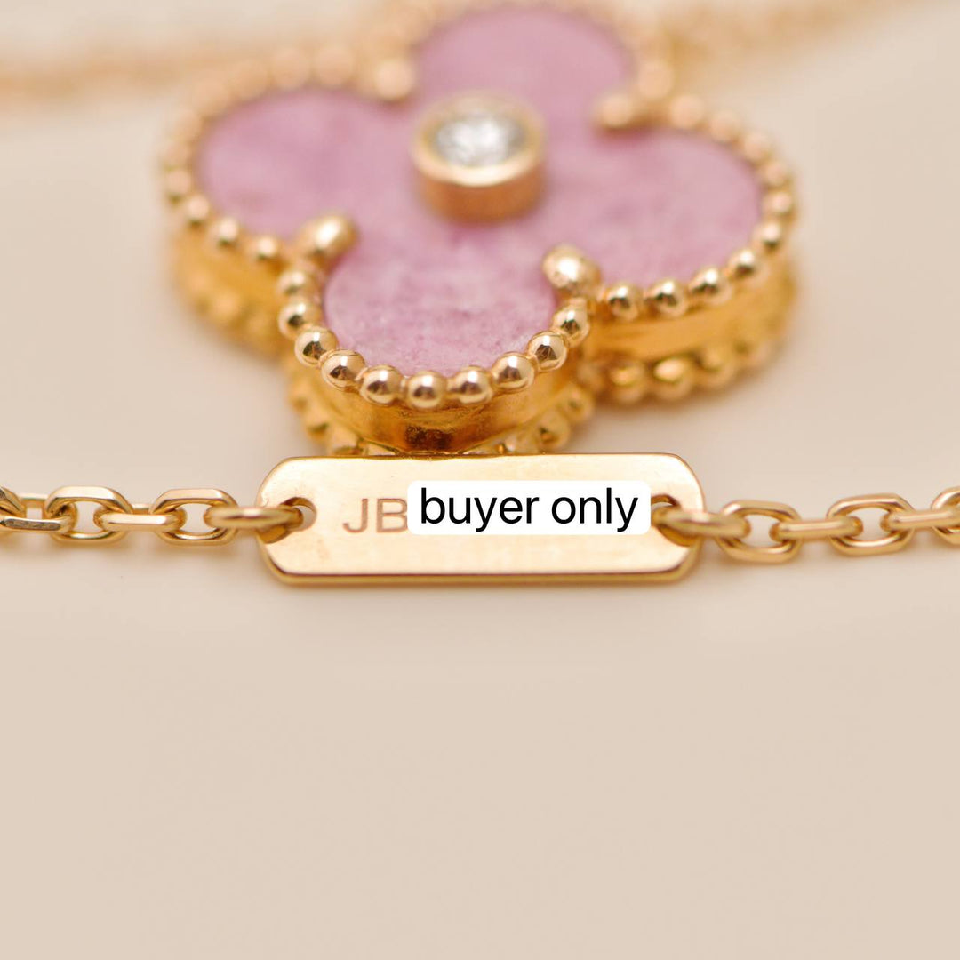 Preloved Authentic Van Cleef Alhambra 2021 Holiday Pendant Rhodonite Diamond 18K Rose Gold
