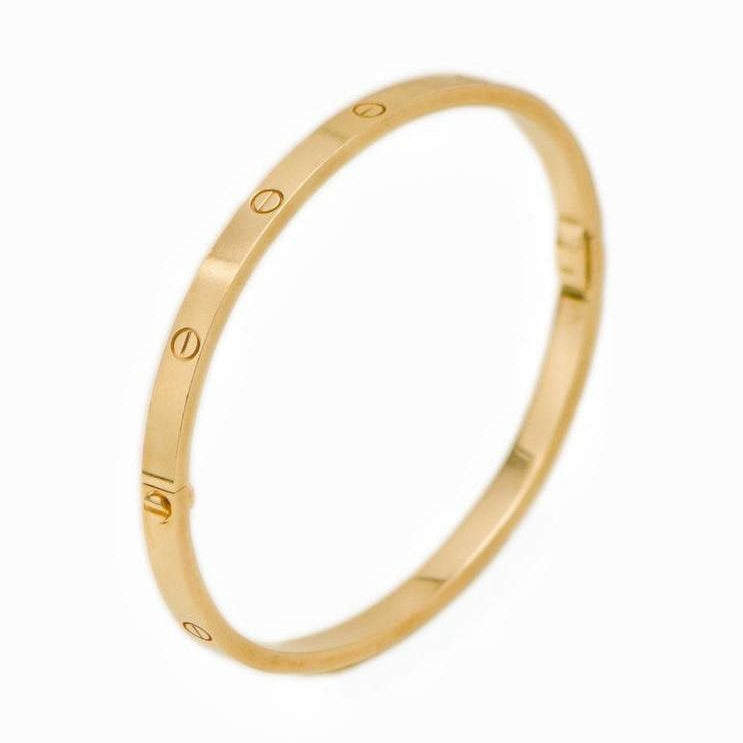 Second Hand Authentic Full set Cartier Love Bracelet Small Model Size 17 in 18K Yellow Gold