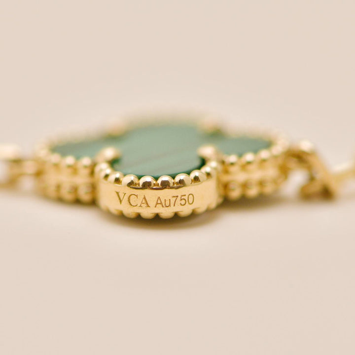 Authentic Second Hand VCA Vintage Alhambra Bracelet Malachite 18K Yellow Gold