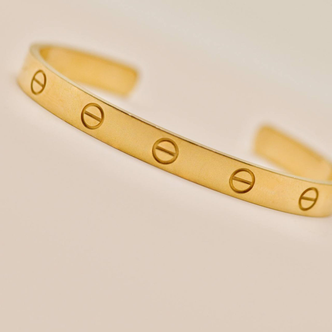 Preowned Authentic Cartier Love Cuff Bracelet 18K Yellow Gold Size 17