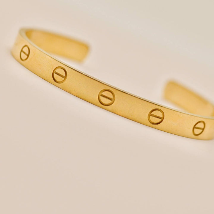 Preowned Authentic Cartier Love Cuff Bracelet 18K Yellow Gold Size 17