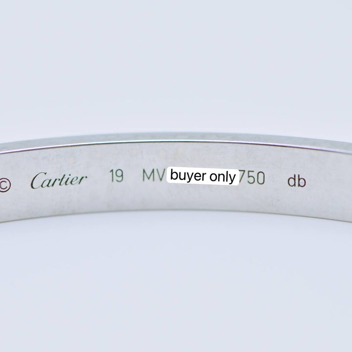 Authentic Second Hand Cartier Love Bracelet 18K White Gold Size 19
