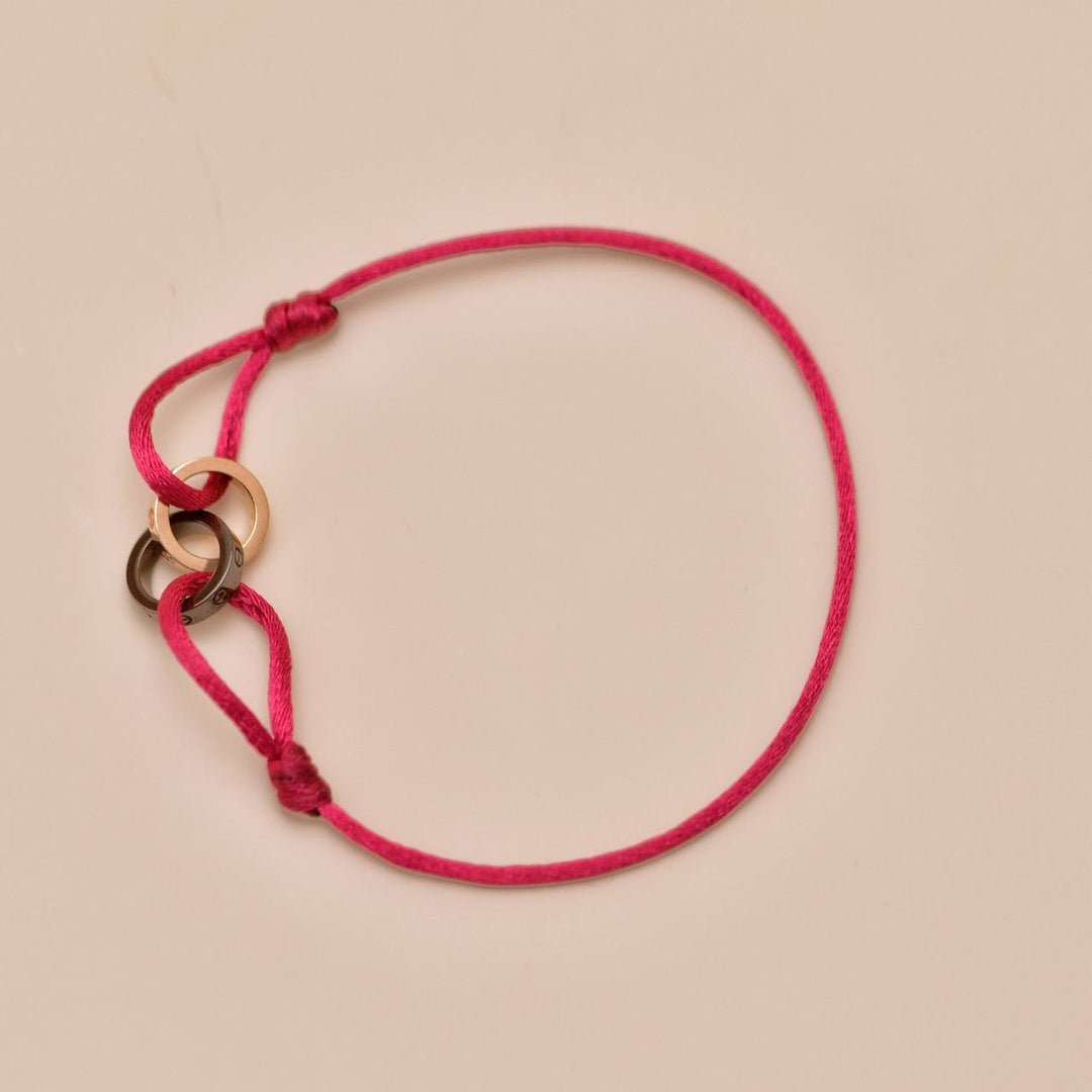 Second Hand Authentic Cartier Love Cord Bracelet 4 Diamond Ceramic 18K Rose Gold