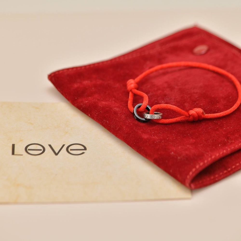 Preloved Authentic Full set Cartier Love Cord Bracelet Diamond Sèvres Porcelain 18k White Gold