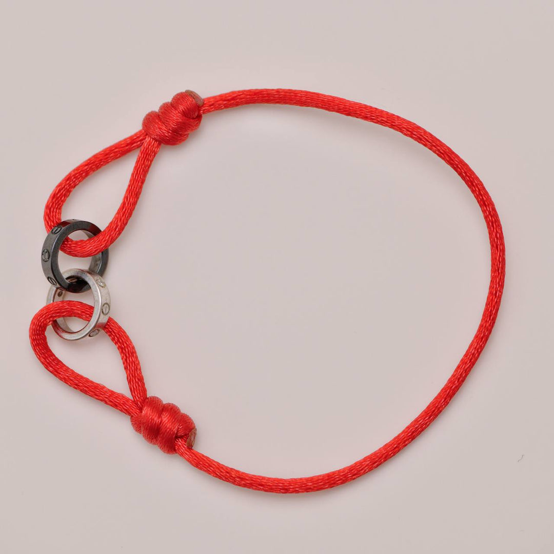 Preowned Authentic Full set Cartier Love Cord Bracelet Diamond Sèvres Porcelain 18k White Gold