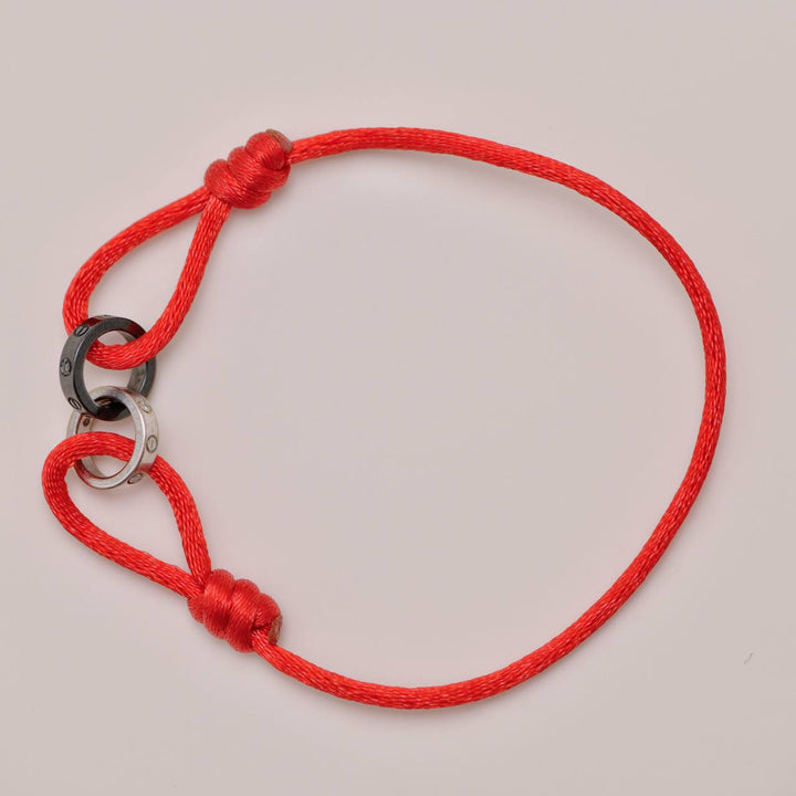 Preowned Authentic Full set Cartier Love Cord Bracelet Diamond Sèvres Porcelain 18k White Gold