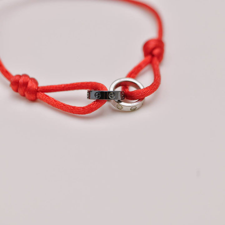 Authentic Second Hand Cartier Love Cord Bracelet Diamond Sèvres Porcelain 18k White Gold