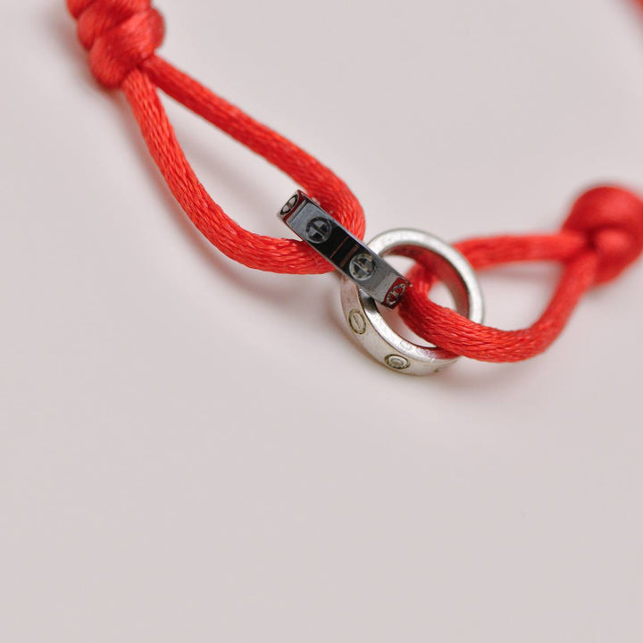 Authentic Preowned Cartier Love Cord Bracelet Diamond Sèvres Porcelain 18k White Gold