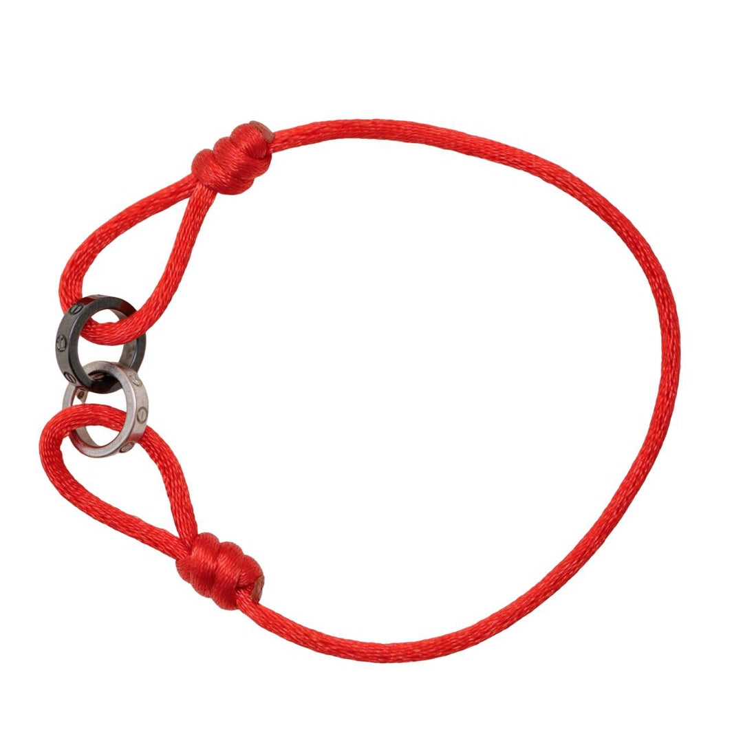 Second Hand Authentic Full set Cartier Love Cord Bracelet Diamond Sèvres Porcelain 18k White Gold