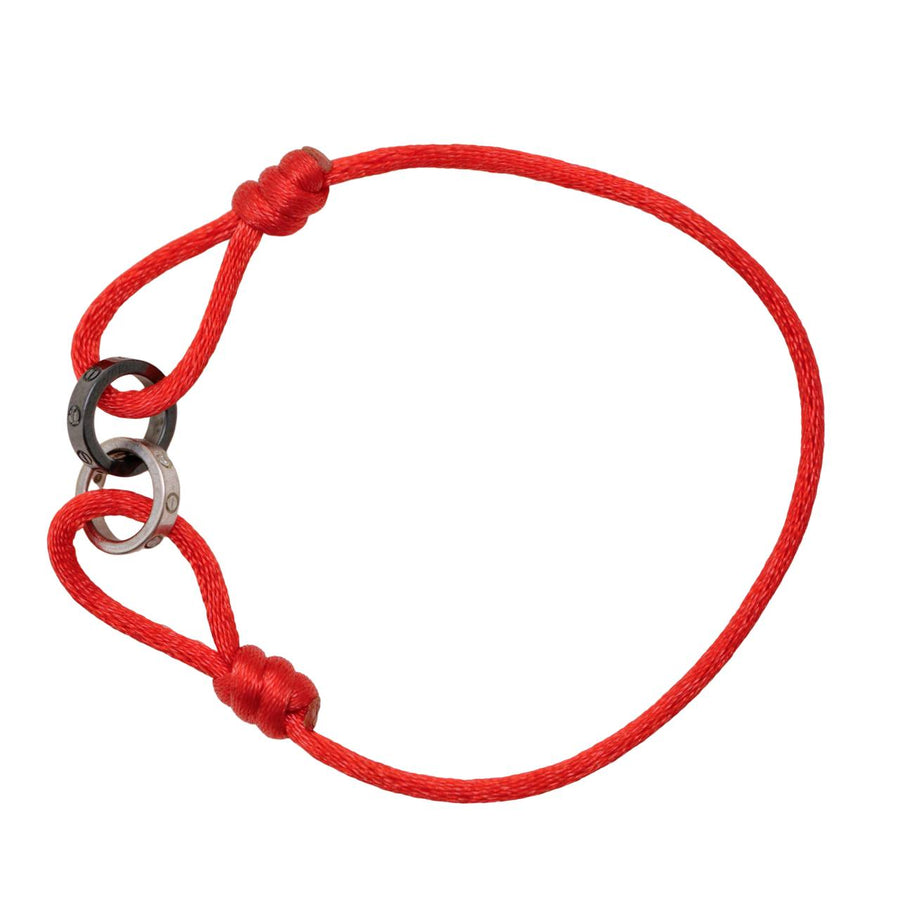 Second Hand Authentic Full set Cartier Love Cord Bracelet Diamond Sèvres Porcelain 18k White Gold