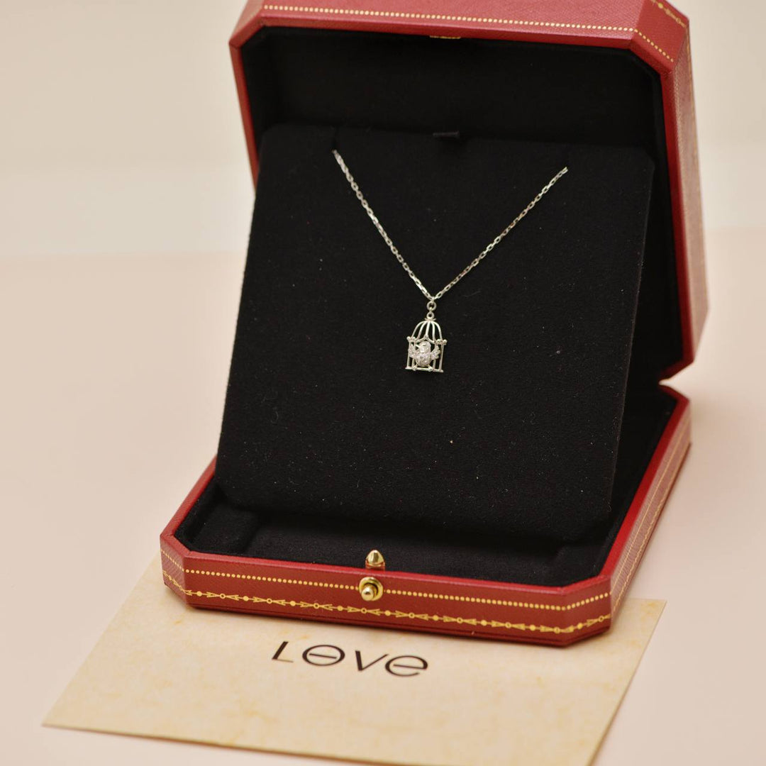 Preowned Authentic Cartier Free As A Bird Diamond 18K White Gold Necklace