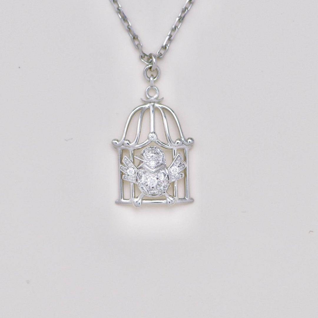 Used Authentic Cartier Free As A Bird Diamond 18K White Gold Necklace