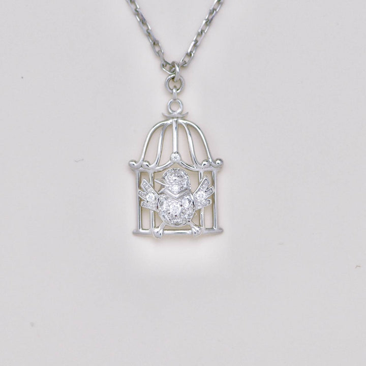 Used Authentic Cartier Free As A Bird Diamond 18K White Gold Necklace