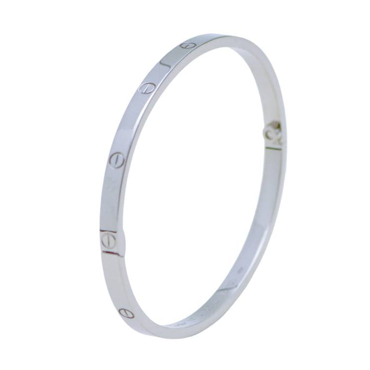 Preloved Authentic Full set Cartier Love Bracelet Small Model size 17 in 18K White Gold