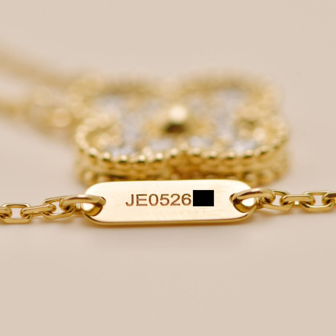Van Cleef & Arpels Vintage Alhambra Pavé Diamond Necklace 18K Yellow Gold