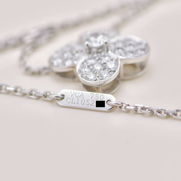 Van Cleef & Arpels Trefle Diamond Necklace 18K White Gold