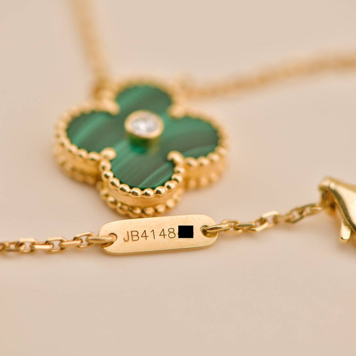 Van Cleef & Arpels Alhambra 2013 Holiday Pendant Diamond Malachite