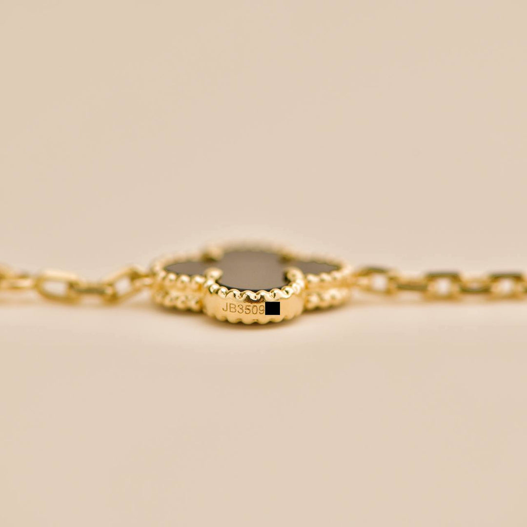 Van Cleef & Arpels Vintage Alhambra Bracelet 5 Motif Onyx 18K Yellow Gold