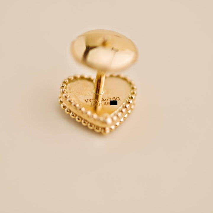 Van Cleef & Arpels Sweet Alhambra Heart Earrings in Carnelian 18K Rose Gold