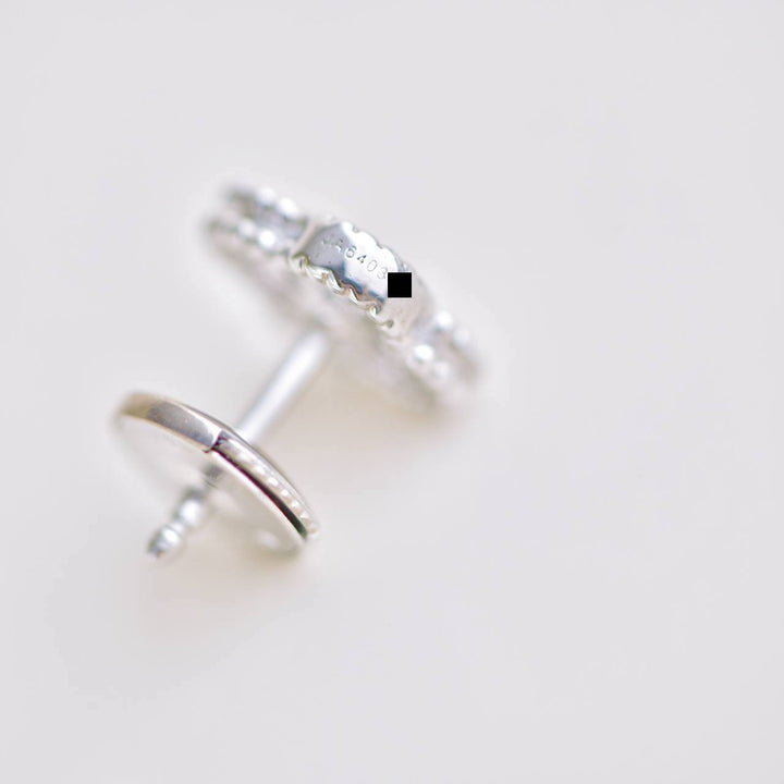 Van Cleef & Arpels Sweet Alhambra Pavé Diamond Stud Earrings 18K White Gold