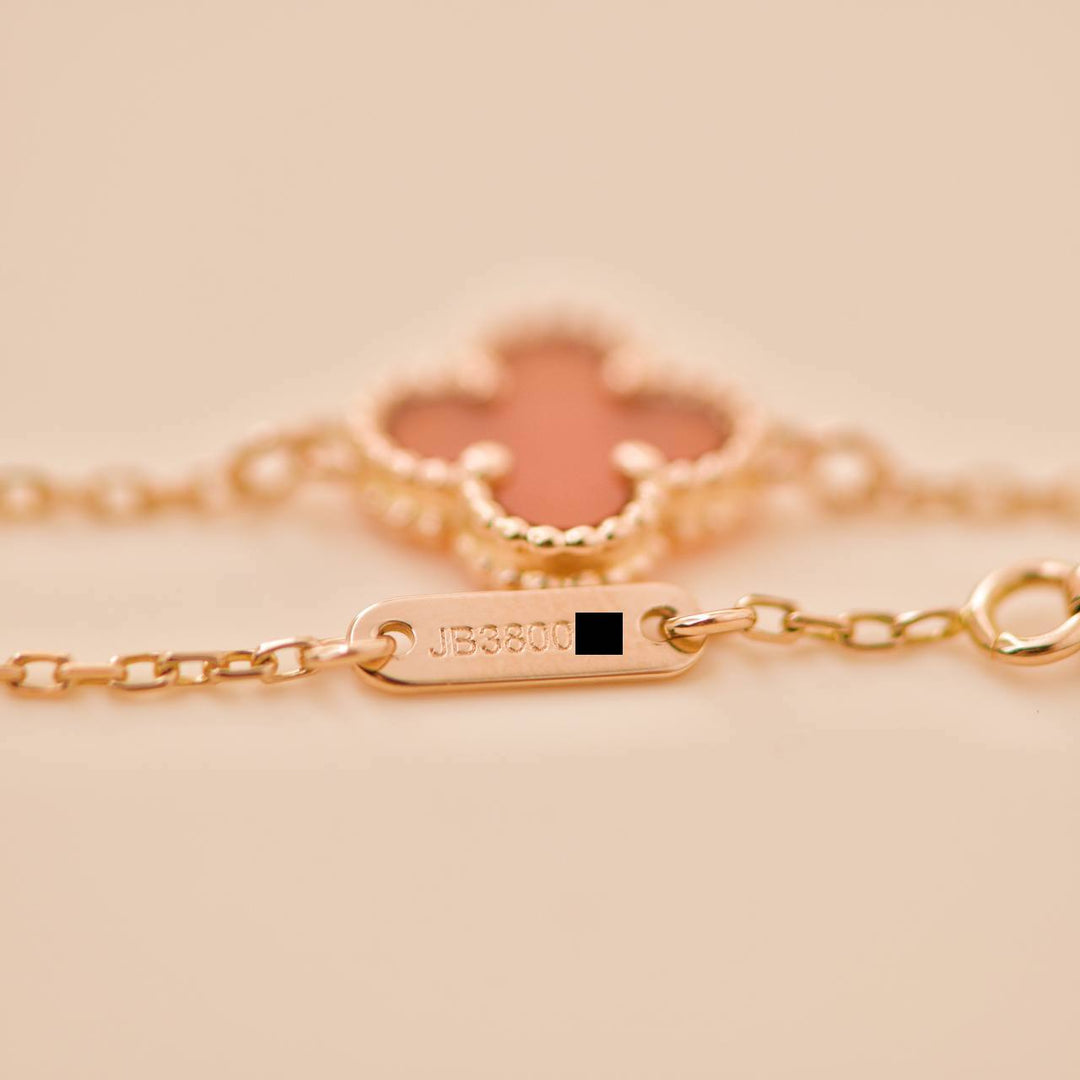 Van Cleef & Arpels Sweet Alhambra Carnelian Bracelet 18K Rose Gold