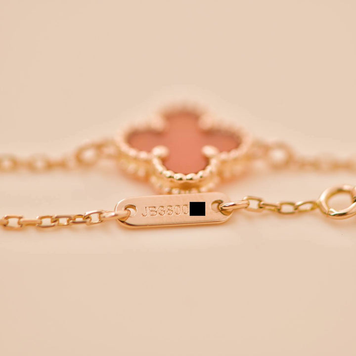 Van Cleef & Arpels Sweet Alhambra Carnelian Bracelet 18K Rose Gold