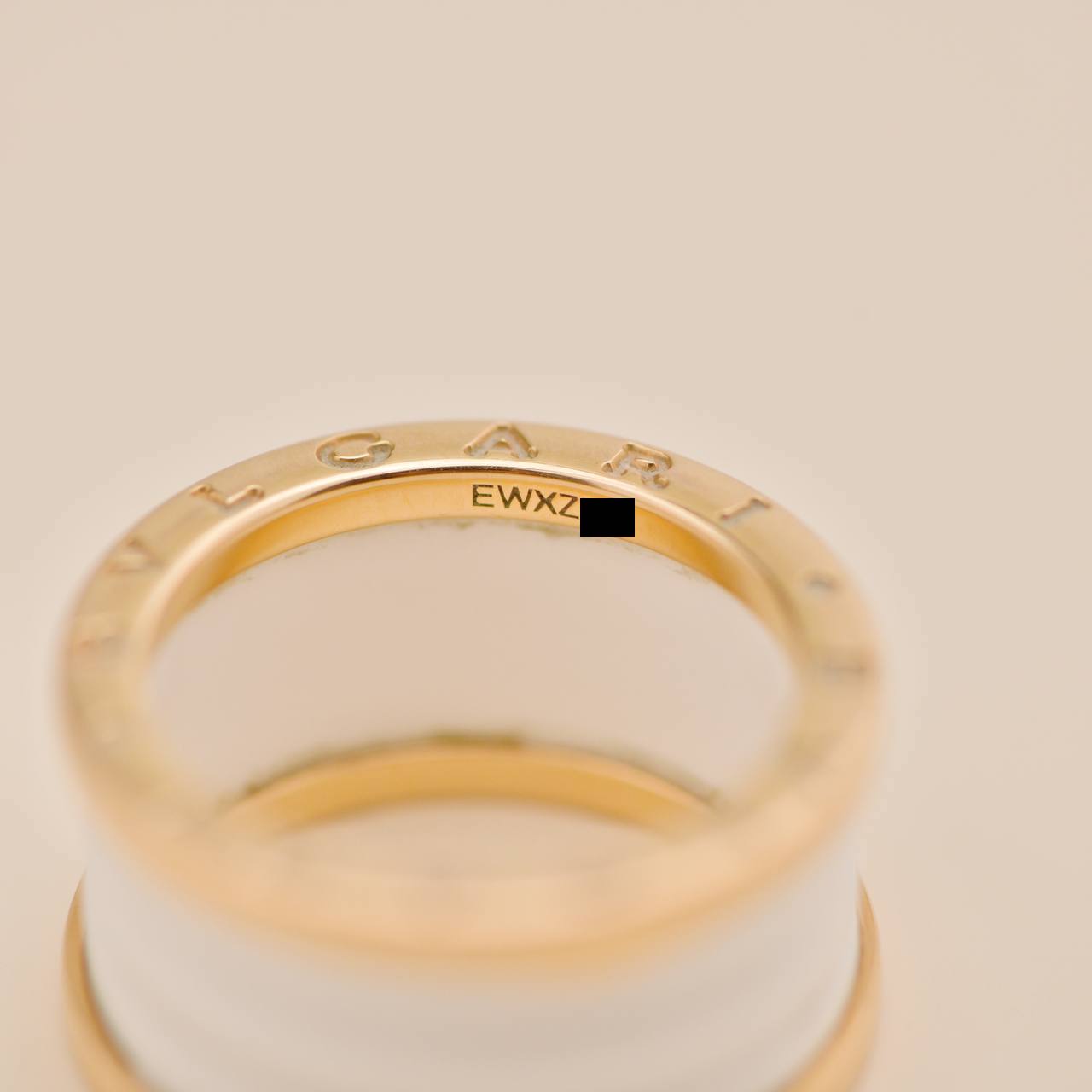 Bvlgari B.Zero1 Ring White Ceramic 18K Rose Gold Size 56