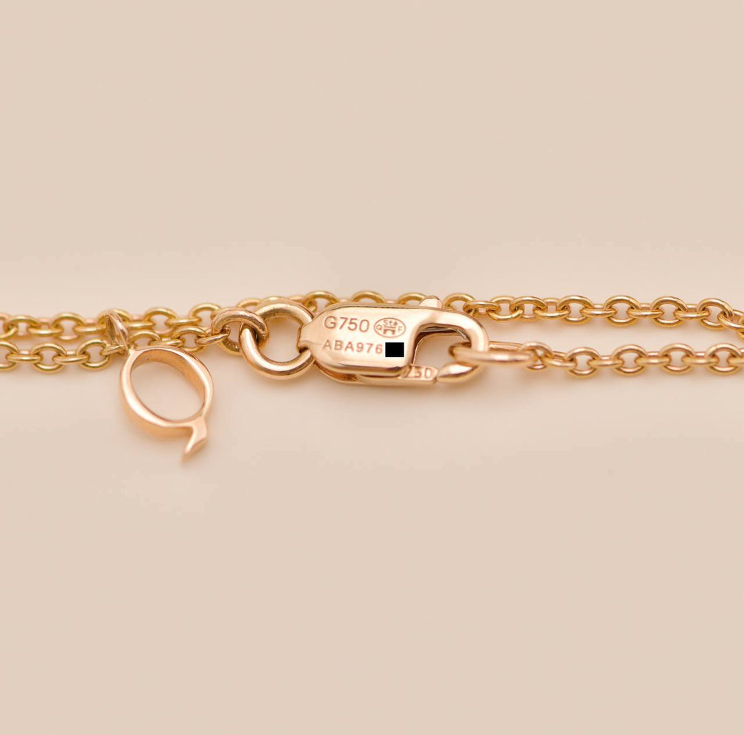 Qeelin Dog Diamond Onyx 18K Rose Gold Pendant Necklace