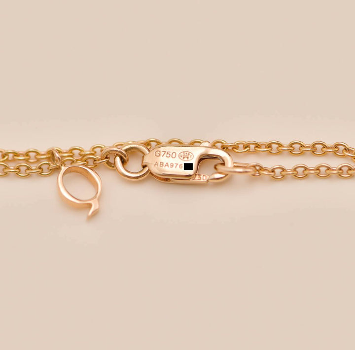 Qeelin Dog Diamond Onyx 18K Rose Gold Pendant Necklace