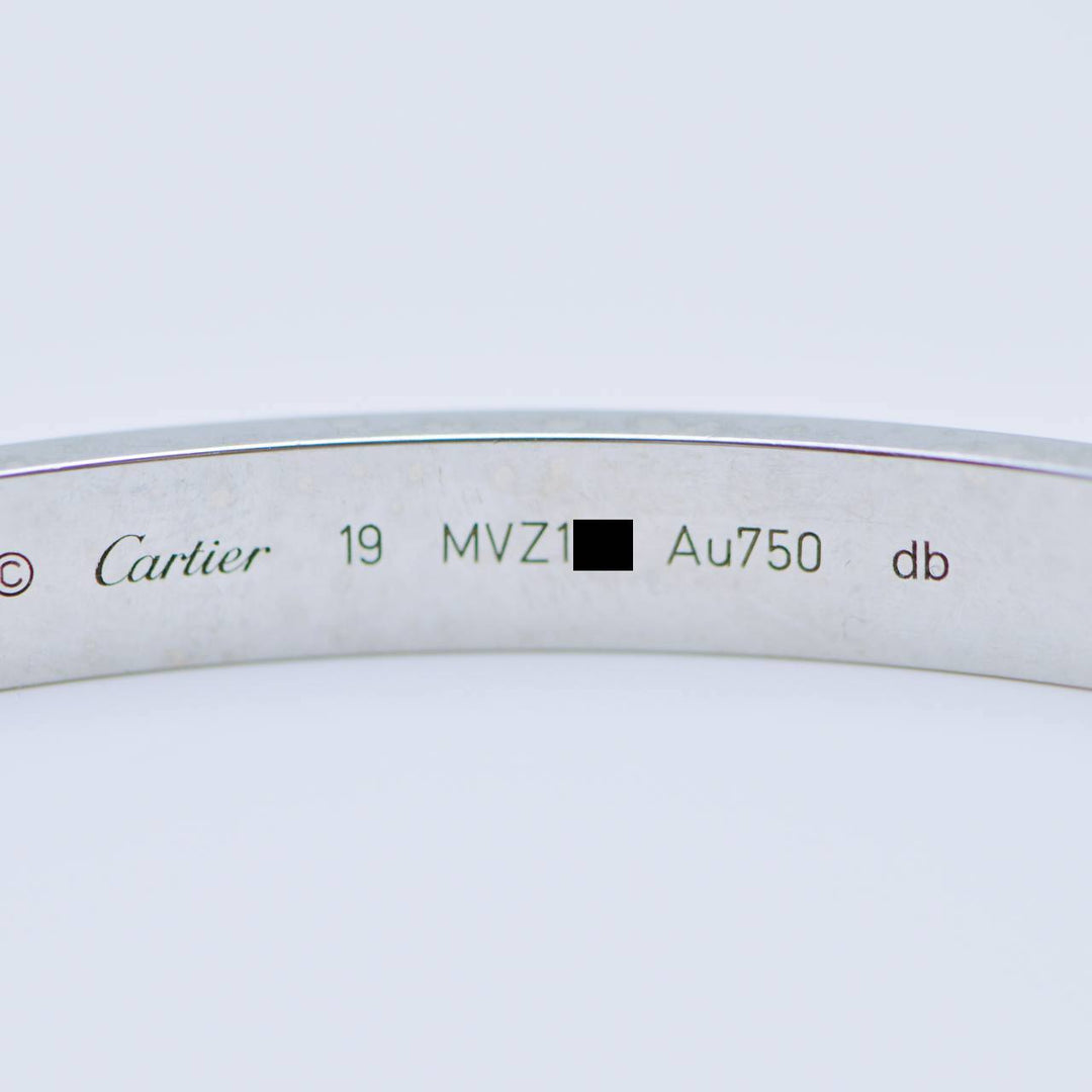 Cartier Love Bracelet Classic Model 18K White Gold Size 19