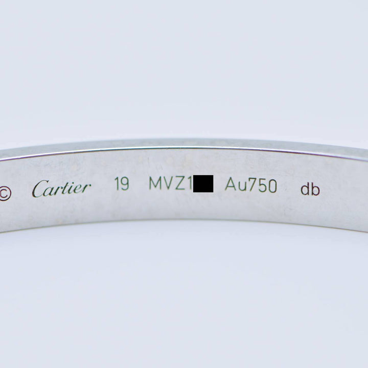 Cartier Love Bracelet Classic Model 18K White Gold Size 19